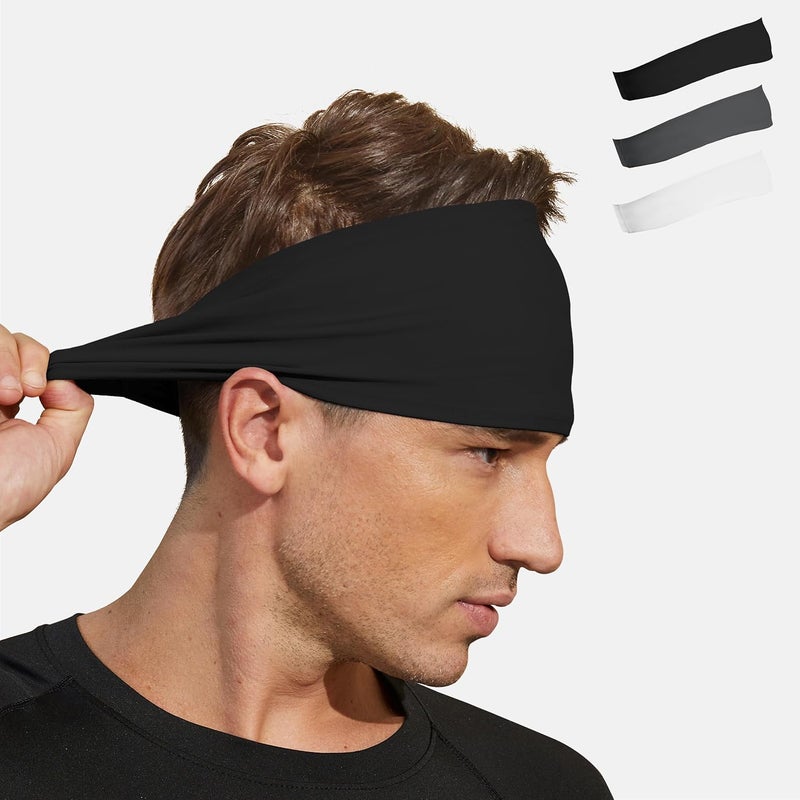 VIMPEP Store Tenacious Sports Headbands for Men Soft Feeling Non Silp Sweatband Workout Headband for Running,Cycling,Basketball,Tennis,Yoga Fitness Stretchy Quick-Dry Hairband for Unisex (3/4/6 Pack) - Image 1
